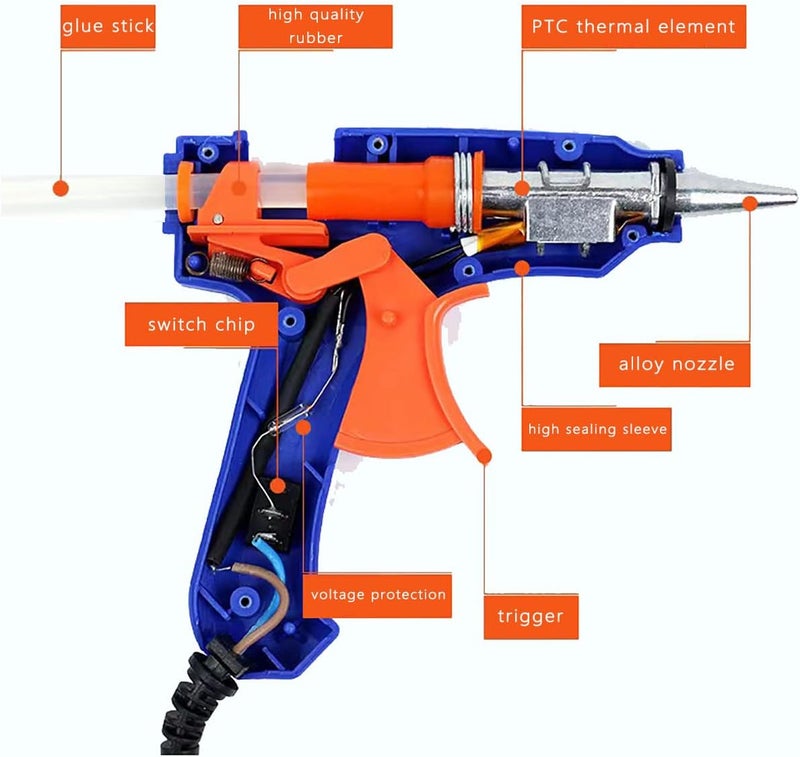 FYOUNG Mini Hot Glue Gun 10pcs Glue Stick Hot Glue Gun Set For Quick Repair Artist DIY Art Home 20w Blue - Image 4
